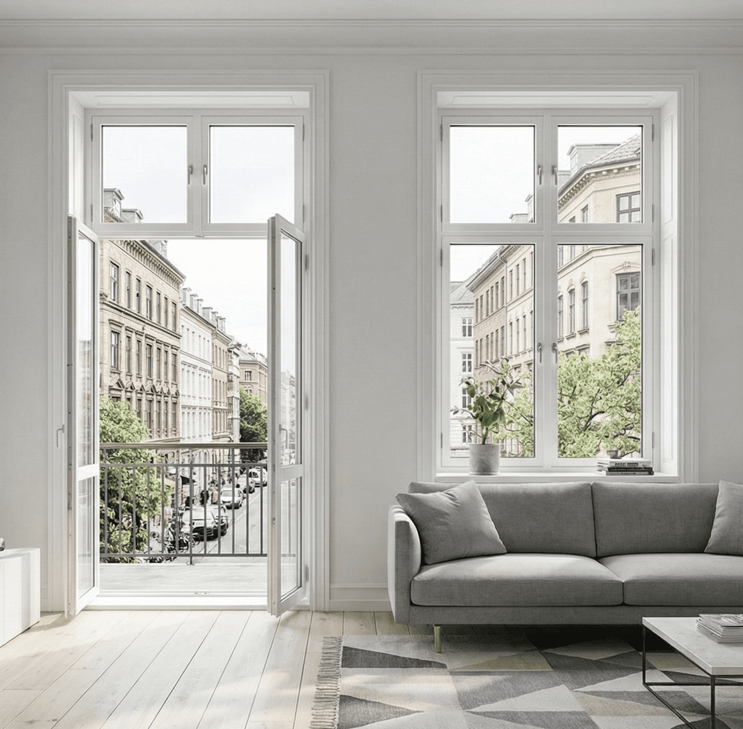 Casement window with crank hardware