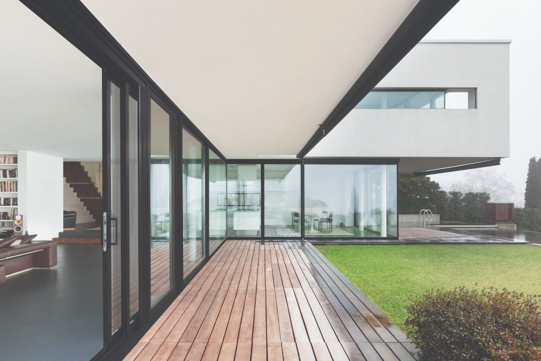 Black sliding patio door installed by Optima Windows and Doors - standard patio door widths are 60, 72 and 96 inches