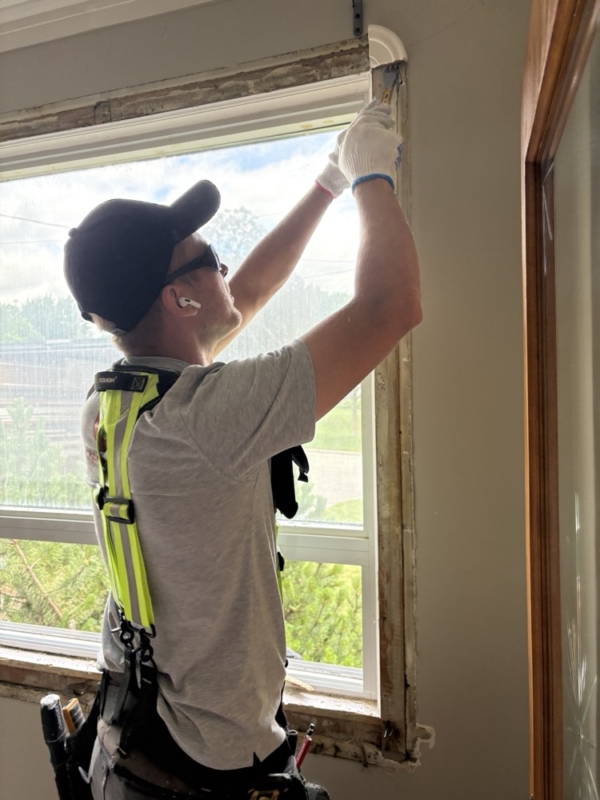 Brick to brick window replacement, white frames in Toronto, Ontario by Optima Windows and Doors, photo from Salem Saikali's 5-star Google review